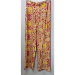 Anna Lane Palazzo Pants Womens Size XL Pink Orange Psychedelic Wide Leg Boho
